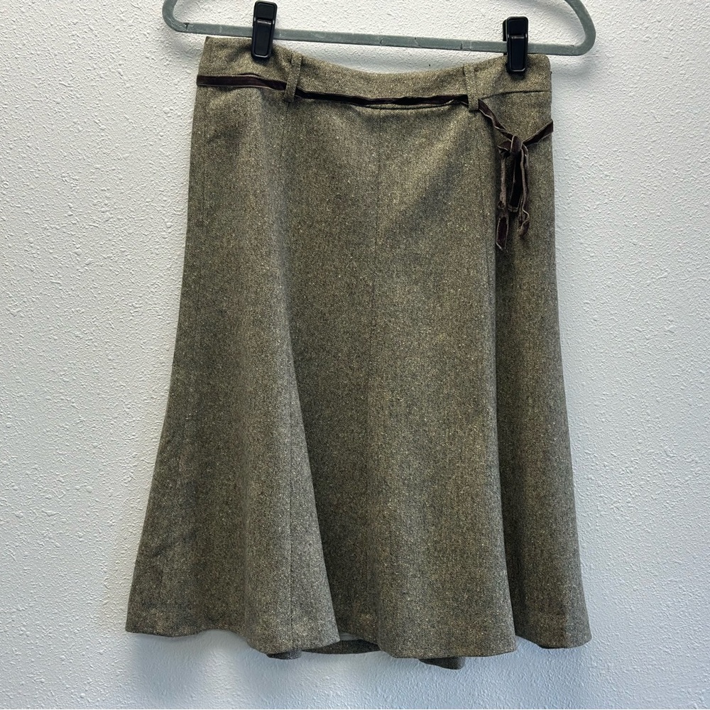 J. Crew 100% Wool Brown A-Line Skirt - Picture 2 of 12